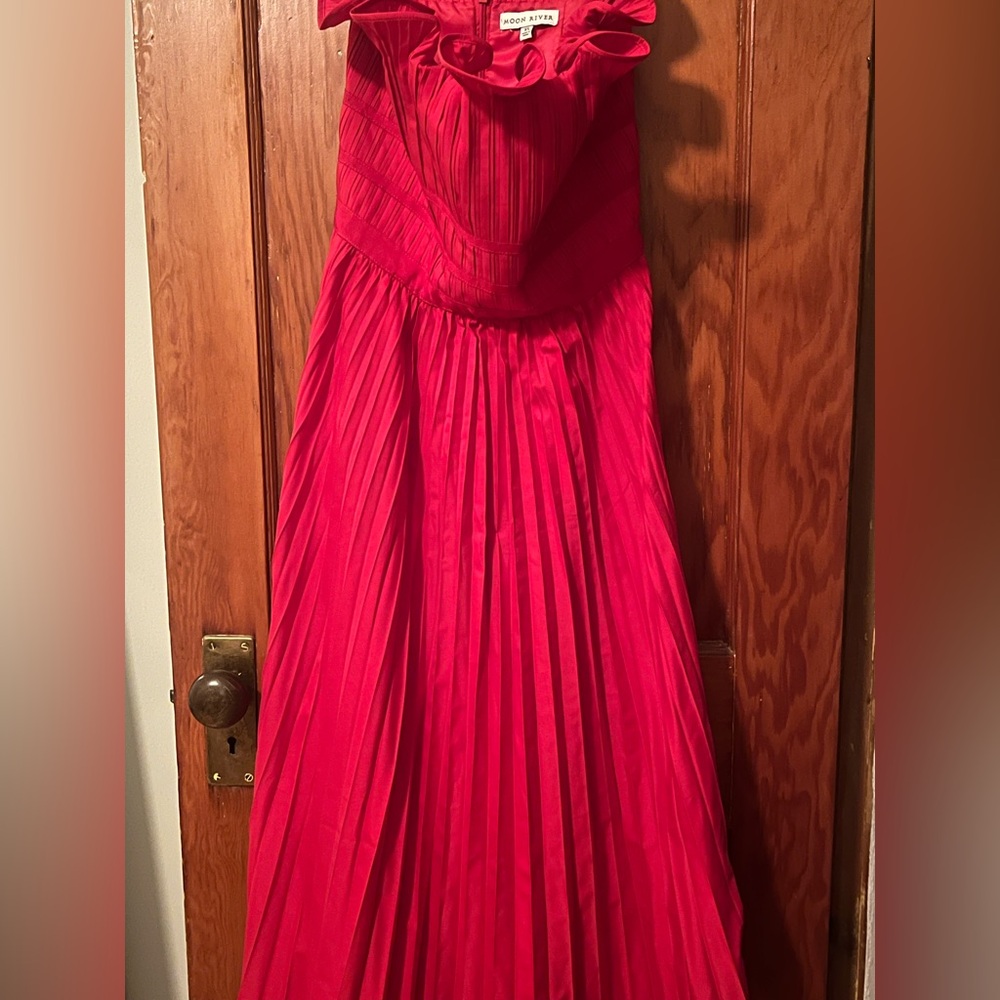 Moon River Red One Shoulder Prom Sundress